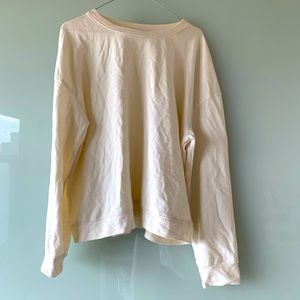 Oak + Fort Oversized Terry Crew Neck, Size S, Cream